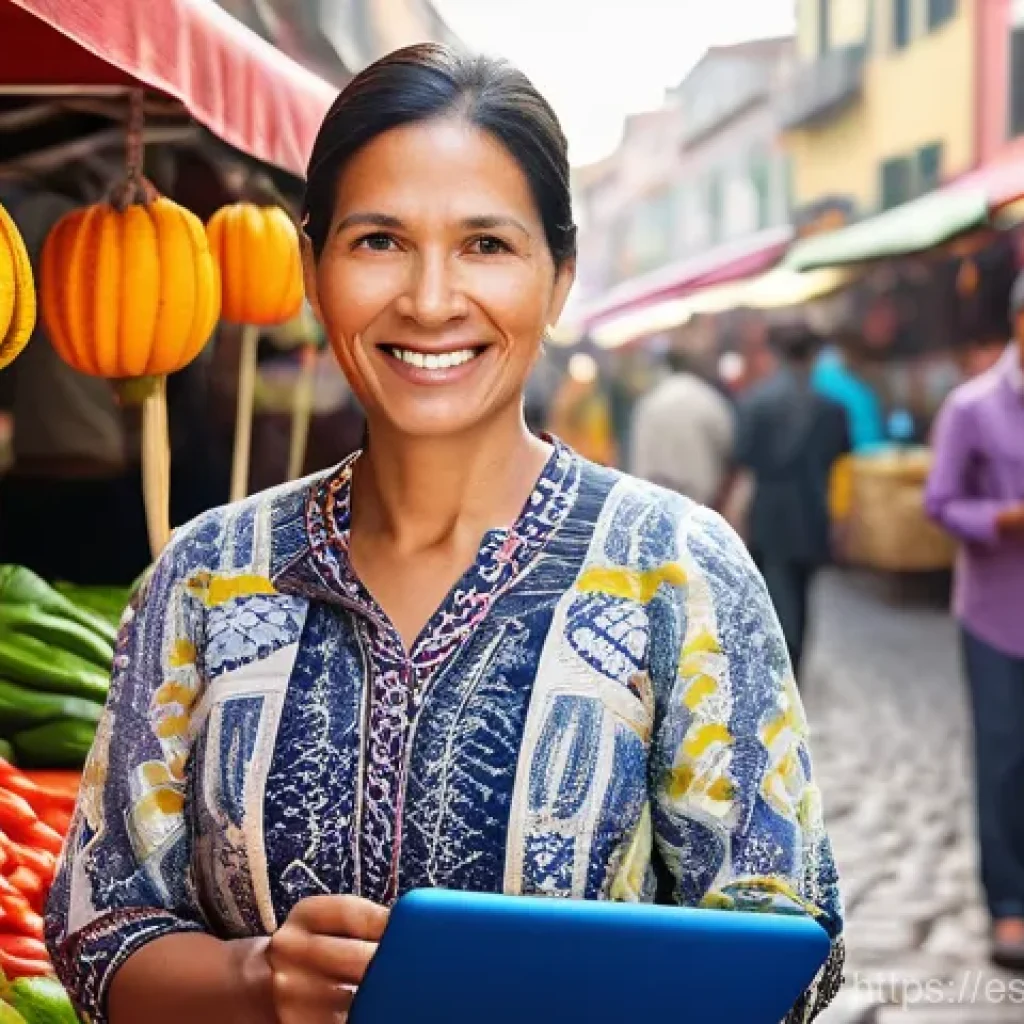 해외마케팅 컨설팅 프로젝트 수행 사례 - **Prompt:** A dynamic and colorful scene depicting a business consultant, a woman in her late 30s to...