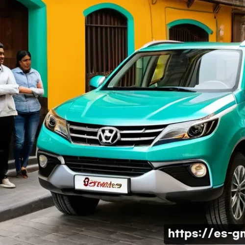 Home 26 해외마케팅에서의 크로스컬처 커뮤니케이션 - A brand new, sleek, modern car, perhaps a compact SUV, prominently displayed in a lively city square...