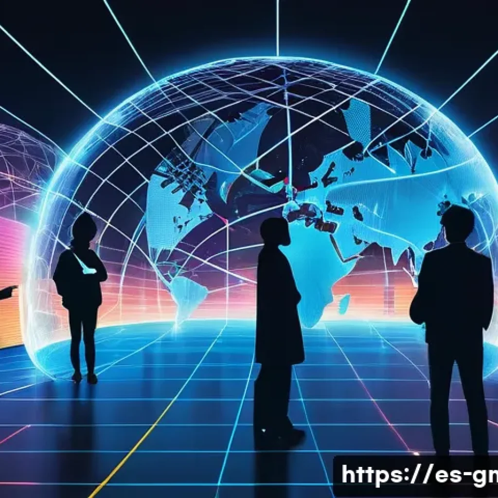 해외마케팅 분야에서의 AI 활용법 - **Prompt: "A vibrant, futuristic image depicting a diverse group of people from various cultures (e....